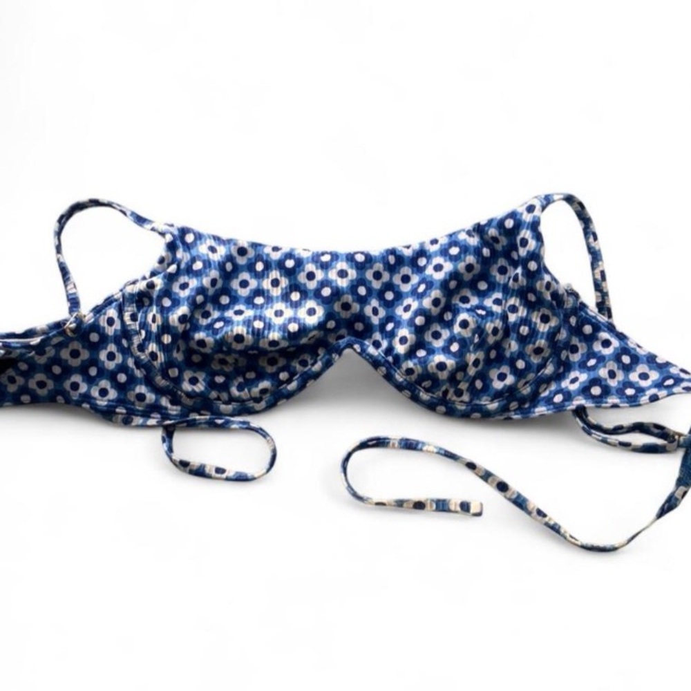 Hollister Blue and White Bikini Top